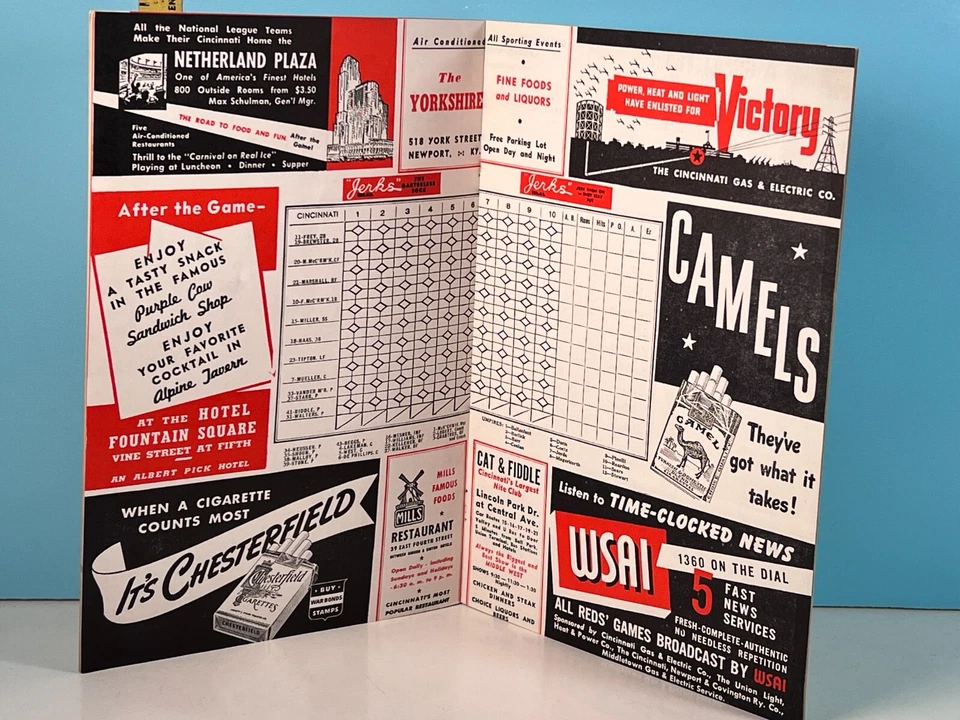 🔥1943 Cincinnati Reds Baseball Program vs Cardinals Unscored HIGH GRADE!🔥 - Image 2 of 4