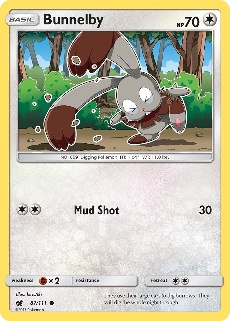 Bunnelby Crimson Invasion 87 Reverse Holo Pokemon Card NM