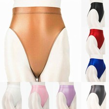 Womens Mens Silky Shiny Satin Glossy Wet Look Knickers Briefs Underwear Panties