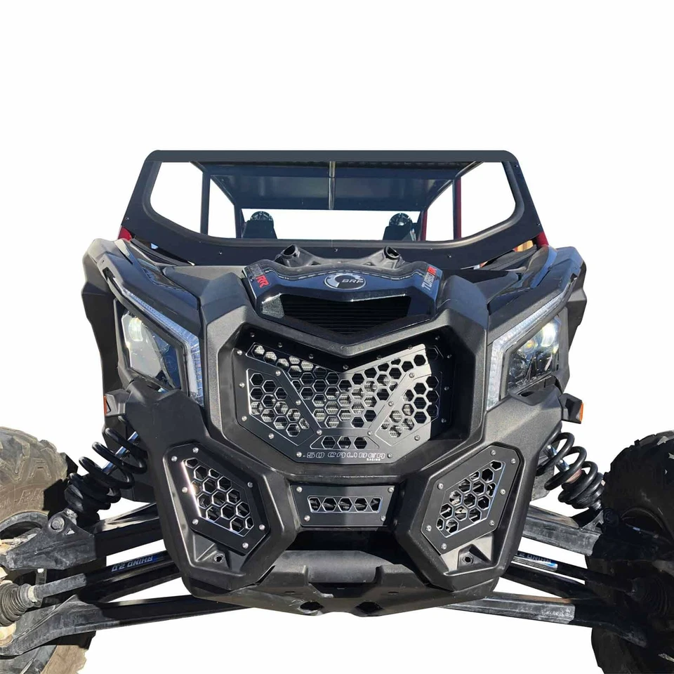 4 Piece CAN-AM X3 Custom CNC Machined Billet Aluminum Grille Insert USA BLACK - Image 2 of 4