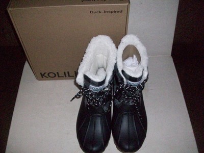 NOS WOMEN'S KOLILI WATERPROOF DUCK BOOTS SIZE 9 NEW PLAID