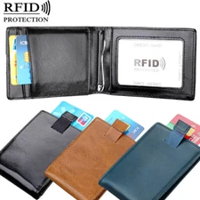 Slim Minimalist Wallet RFID Blocking Credit Card Holder ID Window Front Pocket