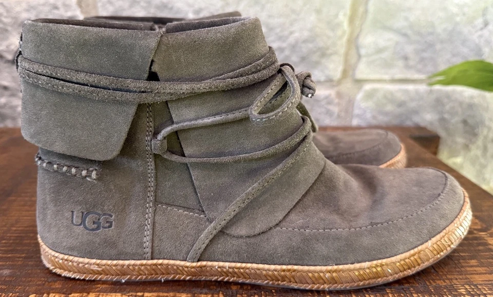 UGG Reid Pizarra Gamuza Botines Mujer 9 Botines Gris Cremallera Foto 2 de 4