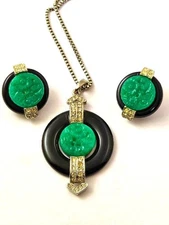 Vintage Art Deco Necklace and Earring Set, 1950's