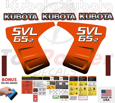 #ad Fits KUBOTA SVL65 2 Decal Kit Skid Steer safety decals 3M VINYL FREE SHIPPING $132.98