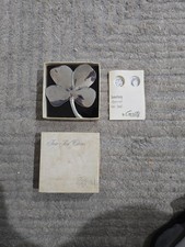 Vintage GERITY Silver Plated Four Leaf Clover Shamrock Paperweight  1984 W/Box