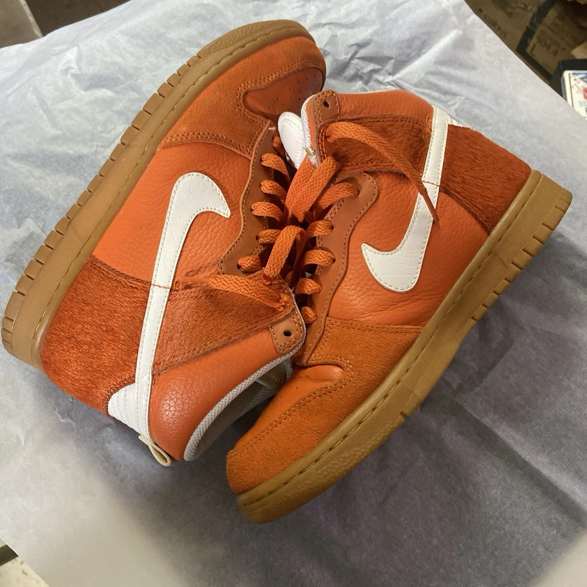 Nike Dunk High Premium Hoop Shoes Mens 8 Sneakers Orange White 317892-811 NWB Nike Dunk High Retro  main image 3