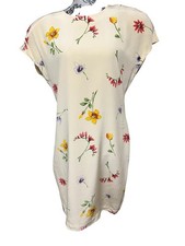 Maggy London Sheath Silk Dress Women Size 10 Beige Floral