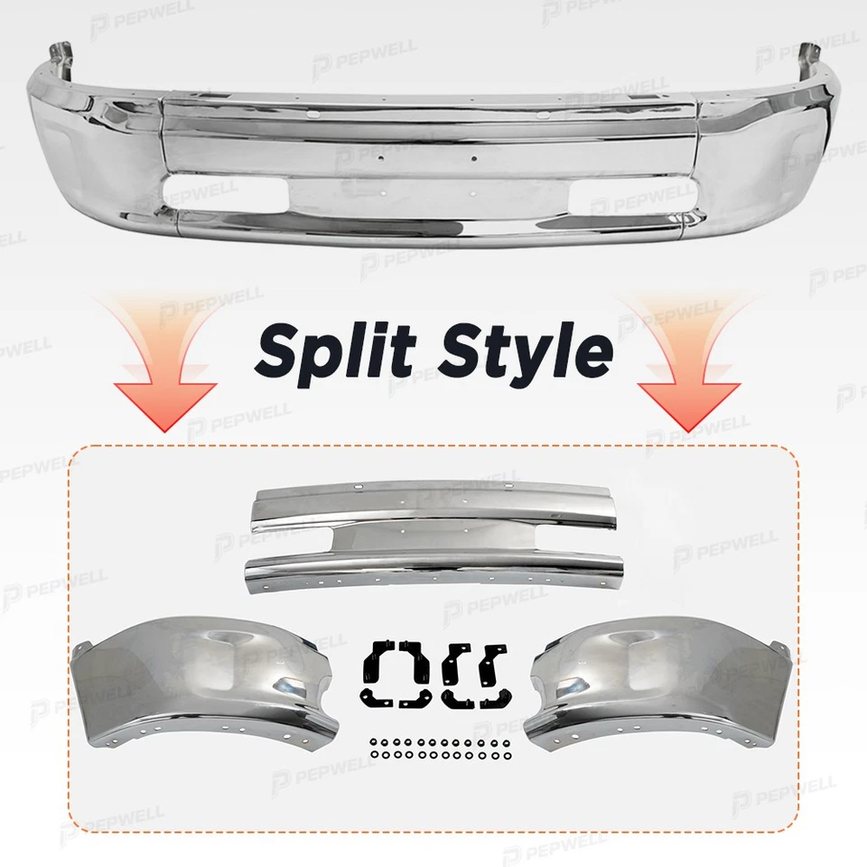 Chrome Front Bumper Cover Face Steel Bar For Dodge Ram 1500 2013-2018 2019-2024 - Image 4 of 4