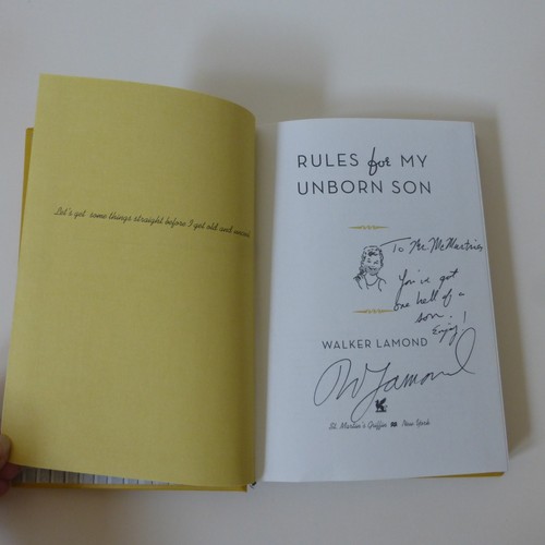 Rules for My Unborn Son Walker Lamond Hardcover Book 2009 Inscribed Signed - Picture 3 of 19