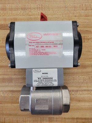 W.E. Anderson Pneumatic 1-1/2'' NPT Actuated Ball Valve ACT-3090-999 DLS BV2S306