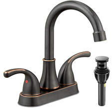 Grifo de ba o 4" bronce aceitado, 2 manijas con desag e y mangueras. Nuevo