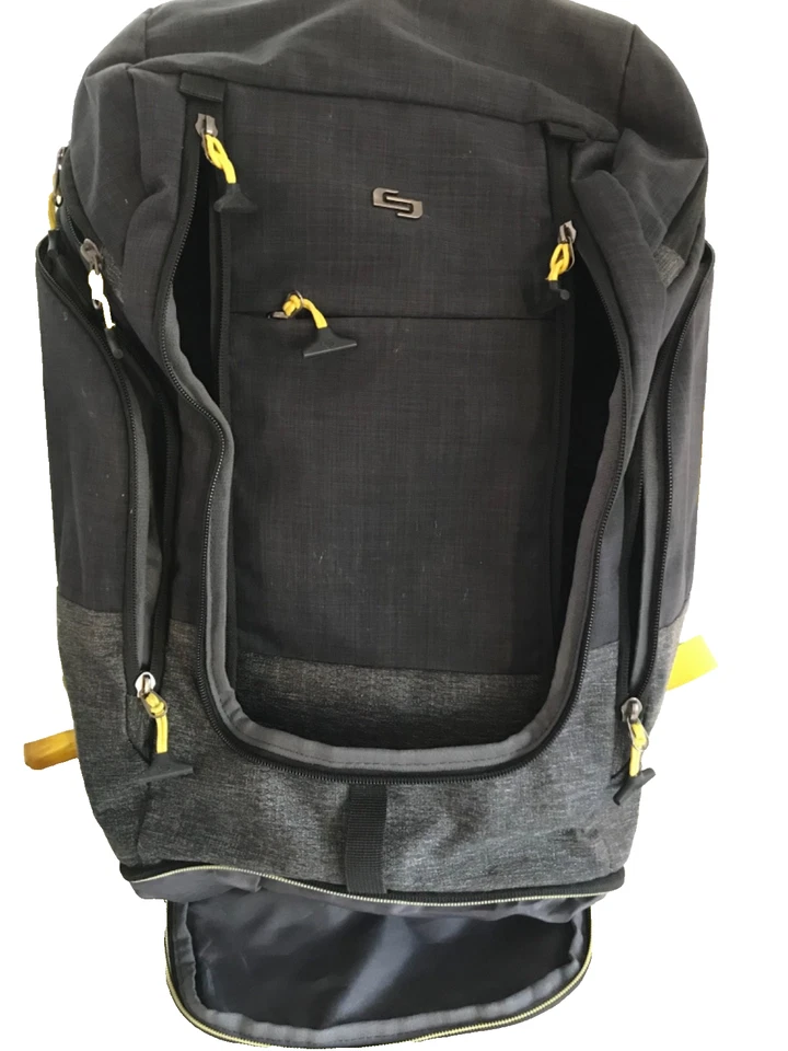 Solo New York Express Everyday Backpack - Black/Yellow Zip Pockets Handles Grey - Image 2 of 4