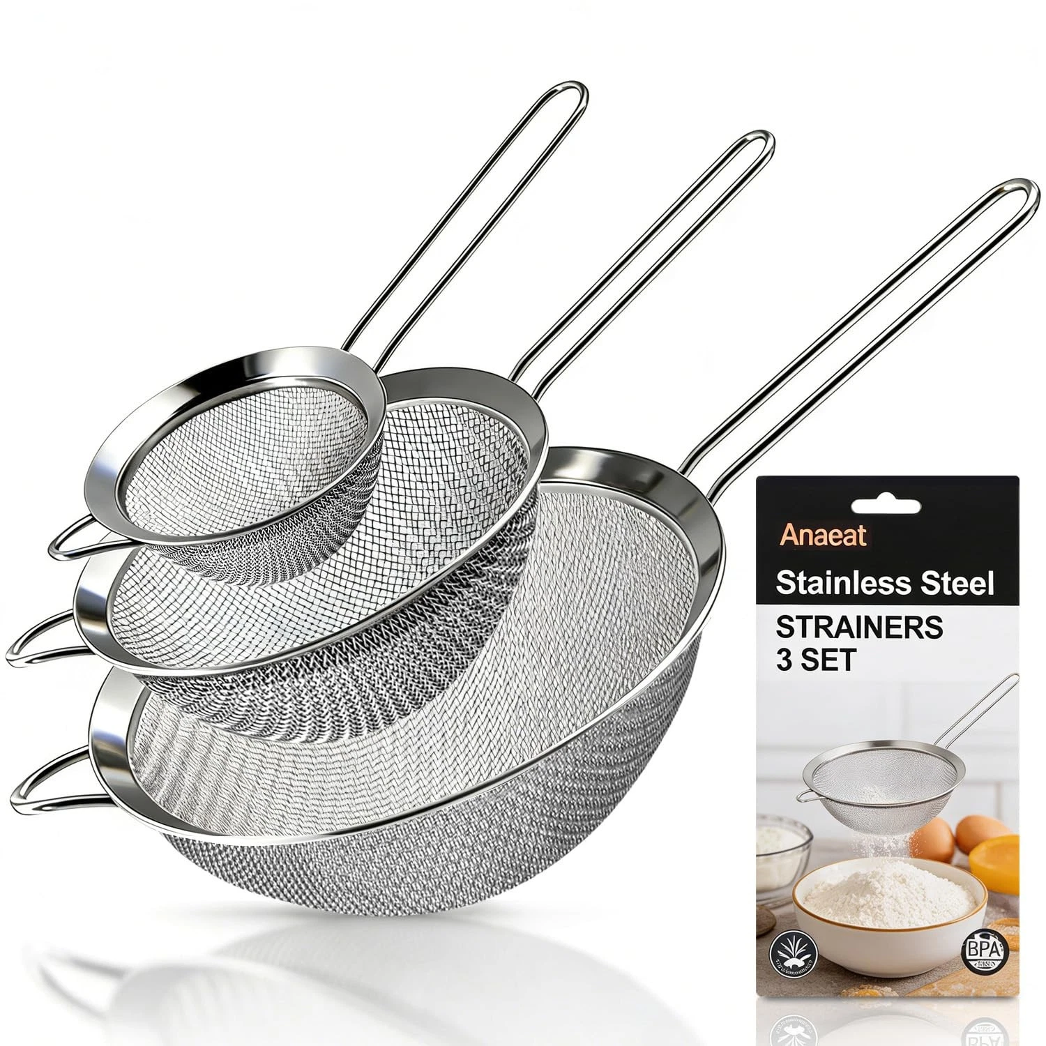 Fine Mesh Strainers - Premium Stainless Steel Colander Sieve Sifters, with Du...
Opens in a new wind