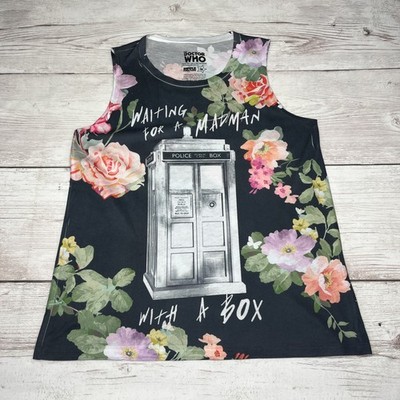 Ripple Junction Doctor Who Mad Man With A Box Women's M Floral Tank Free Ship!