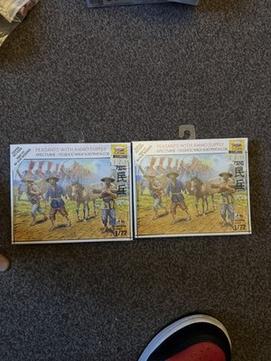 1:72 PEASANTS WITH AMMO SUPPLY KIT ZVEZDA JAPANESE SENGOKU ERA ART OF TACTIC x2