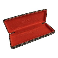 Michael Kors Signature Logo Rectangle Glasses Case Brown Clamshell Orange MK