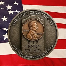 2PCS Final Cent Memorial Coin (1793-2025) Last Lin coln Penny Tribute Token Coin