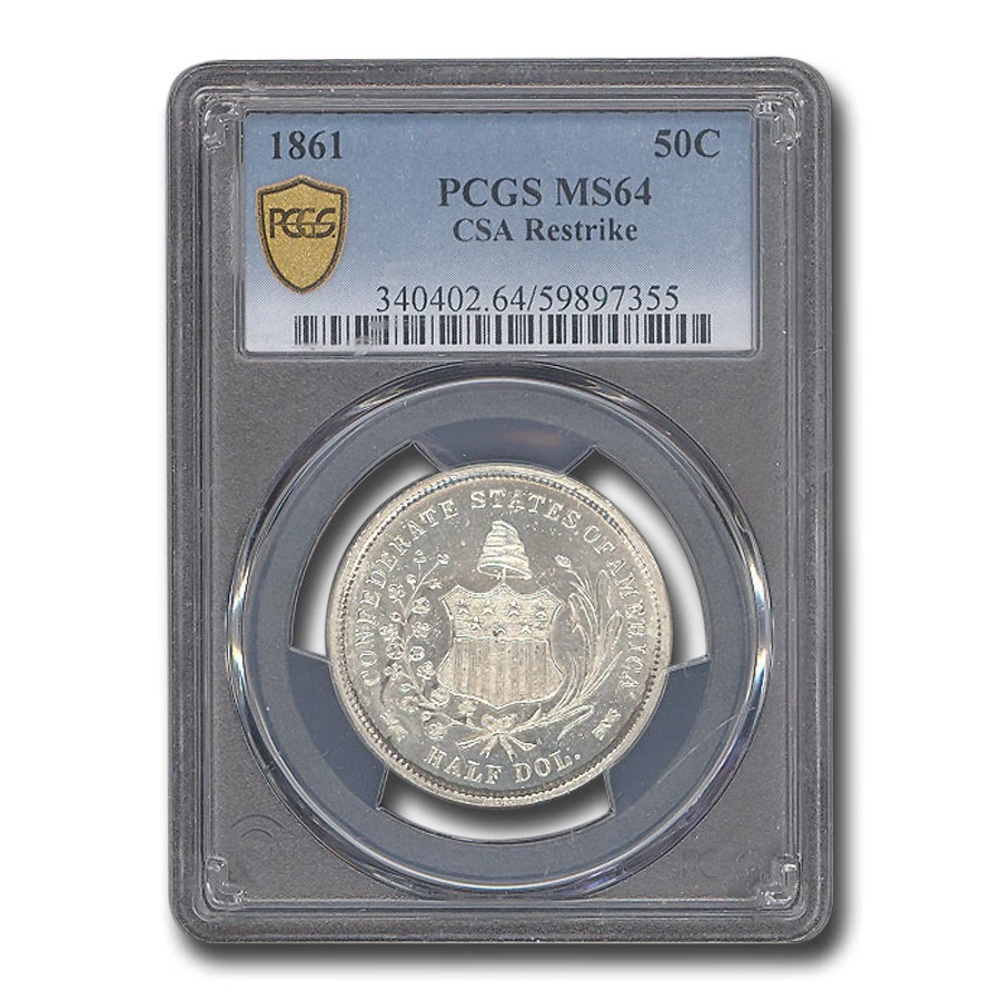 1861 Confederate States of America 50¢ Restrike MS-64 PCGS