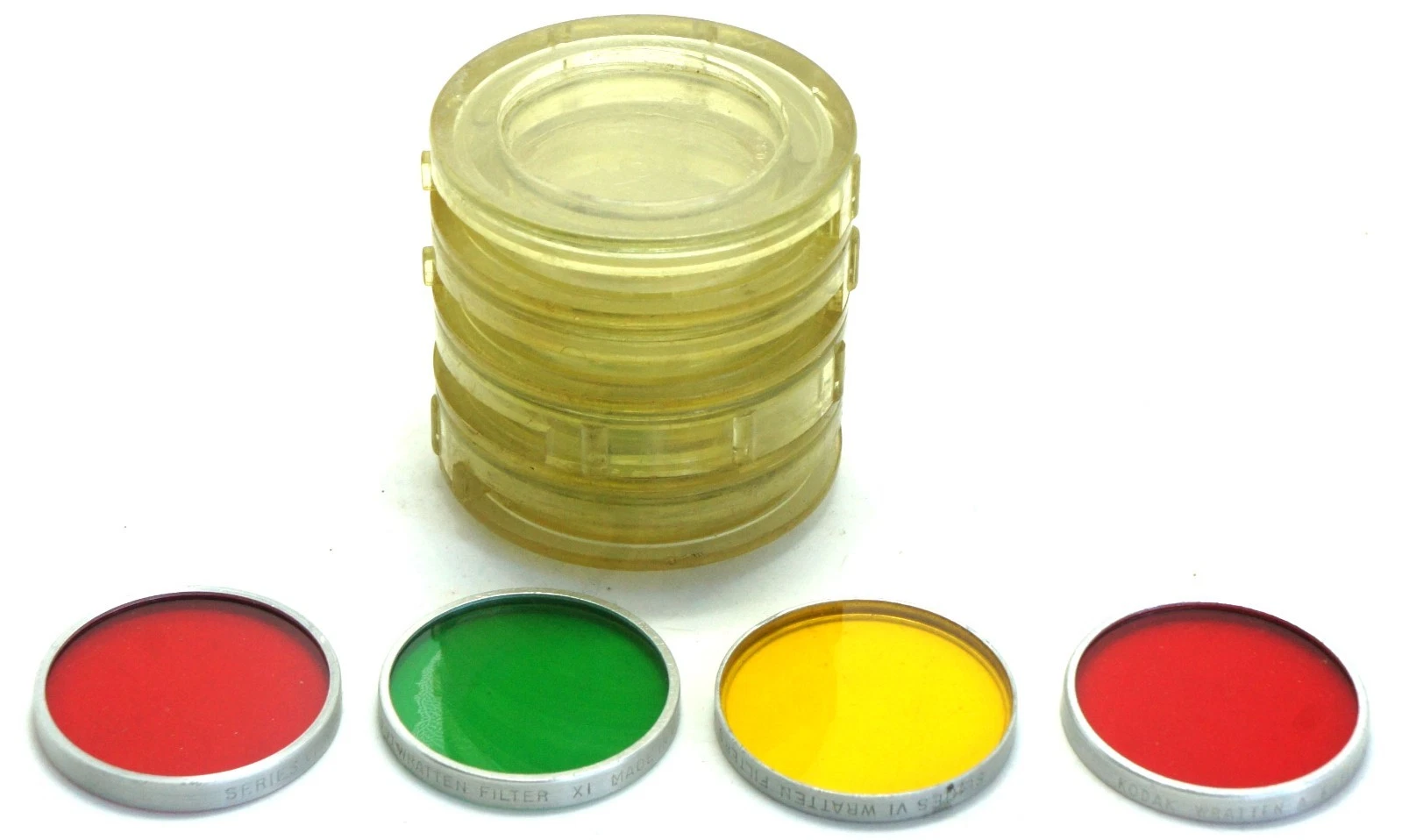 Vintage Kodak Wratten Filter Lot Series VI 6 Red Green Yellow with Case