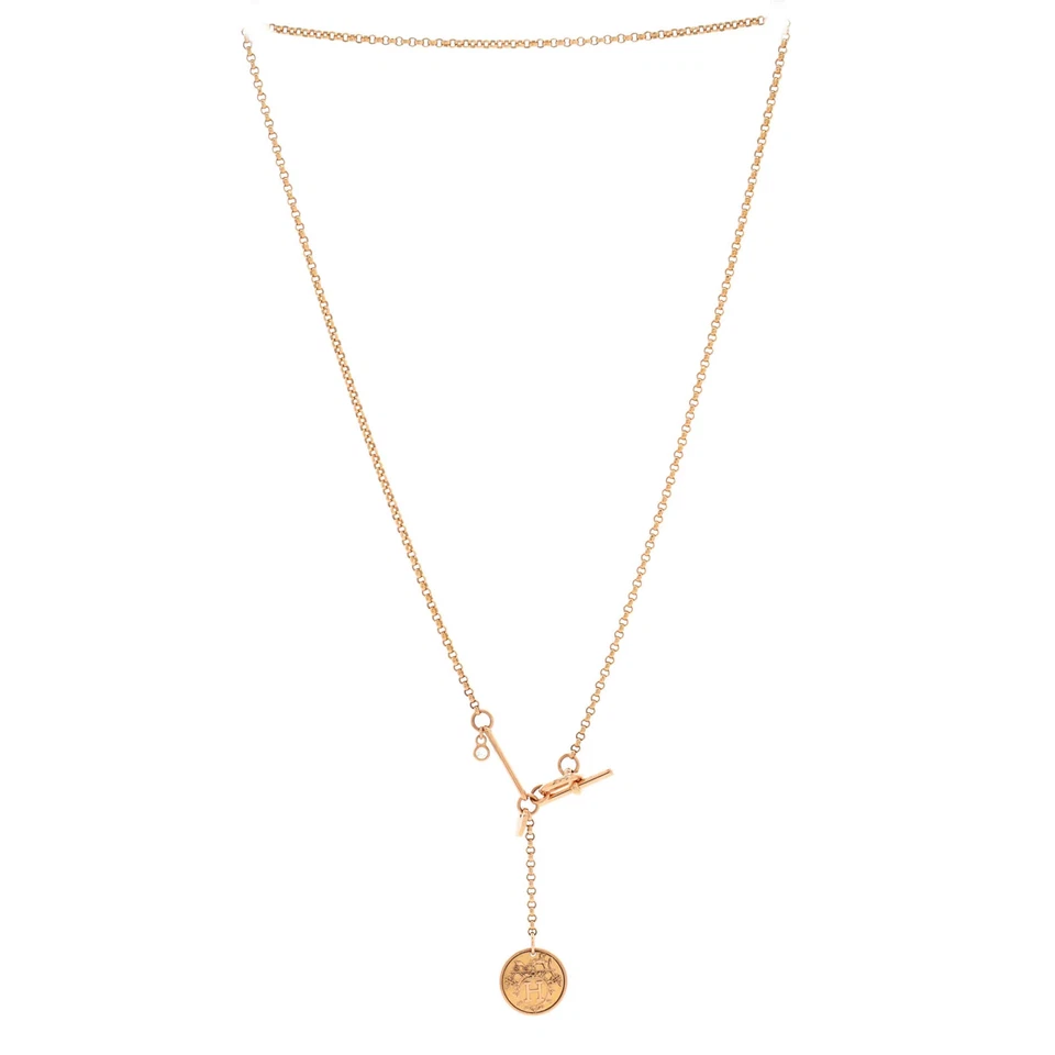 Collar Colgante Hermes Ex-Libris Oro Rosa 18K con Diamante Pequeño Foto 2 de 3