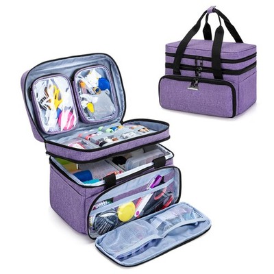 Double Layer Sewing Accessories Organizer with 2 Detachable Pouches, Large Se...