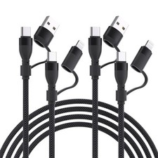 4 in 1 Charging Cable 3.3FT 60W Max 2 Packs MFi Certified Fast 3.3FT, Black