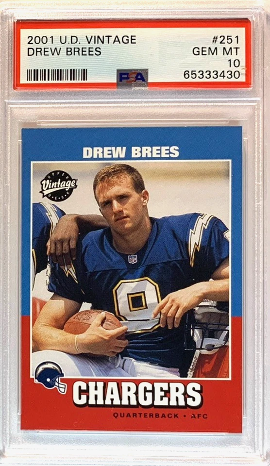 2001 UPPER DECK VINTAGE #251 DREW BREES ROOKIE FUTURE HOF PSA 10--FAST SHIPPING! - Image 2 of 3