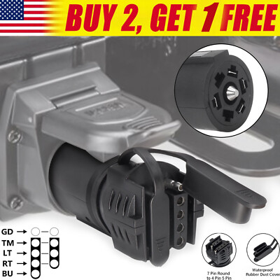 RV Blade 7 Way to Flat 4 & 5Pin Adapter Trailer Plug Led Light Towing Plug 12V