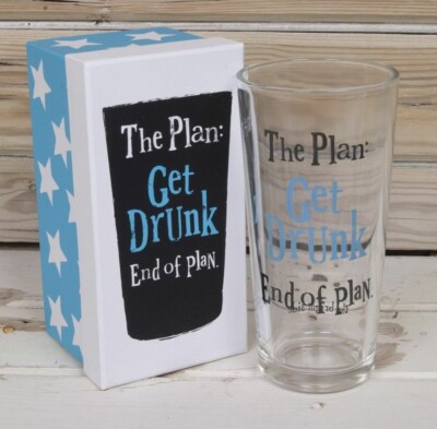 Lustiges Bierglas - Der Plan: Betrinken Sie sich, Ende des Plans Pint Geschenk für Ihn Sie