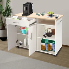 Rolling Kitchen Island Side Table Kitchen Cart Free Standing Trolley w/Drawer