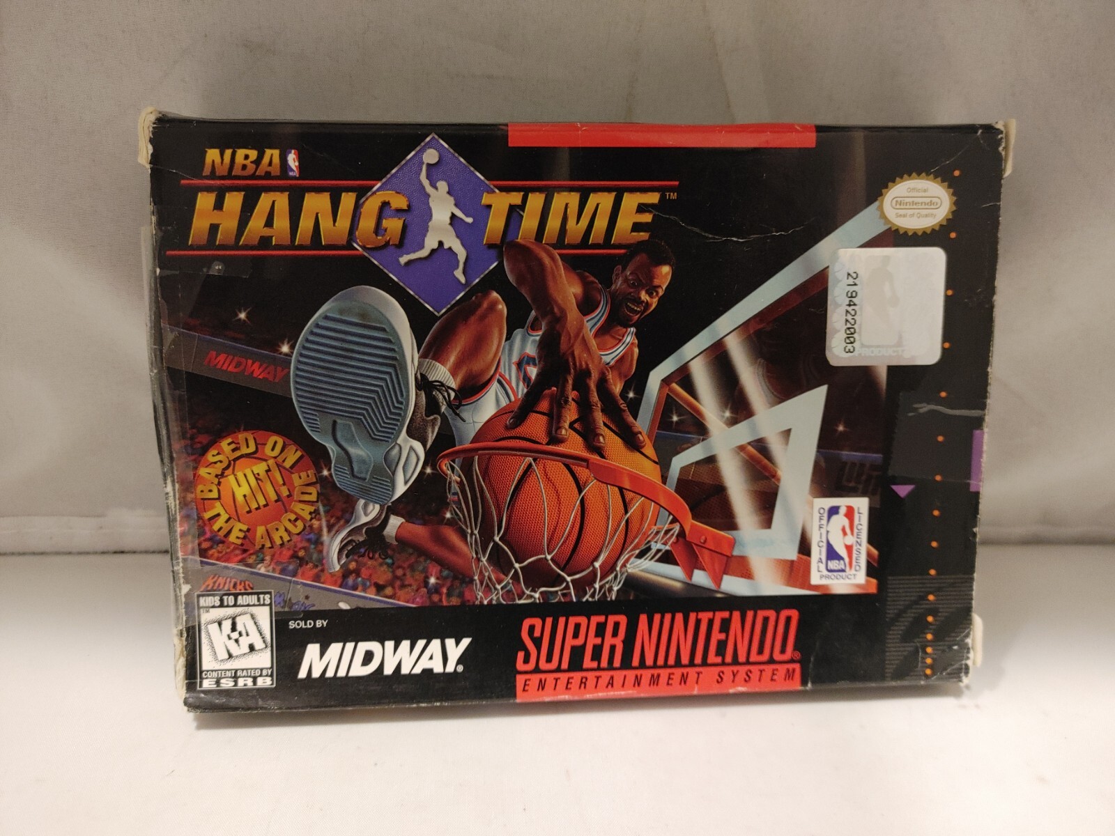 Super Nintendo SNES NBA Hangtime Video Game Complete Box Damage