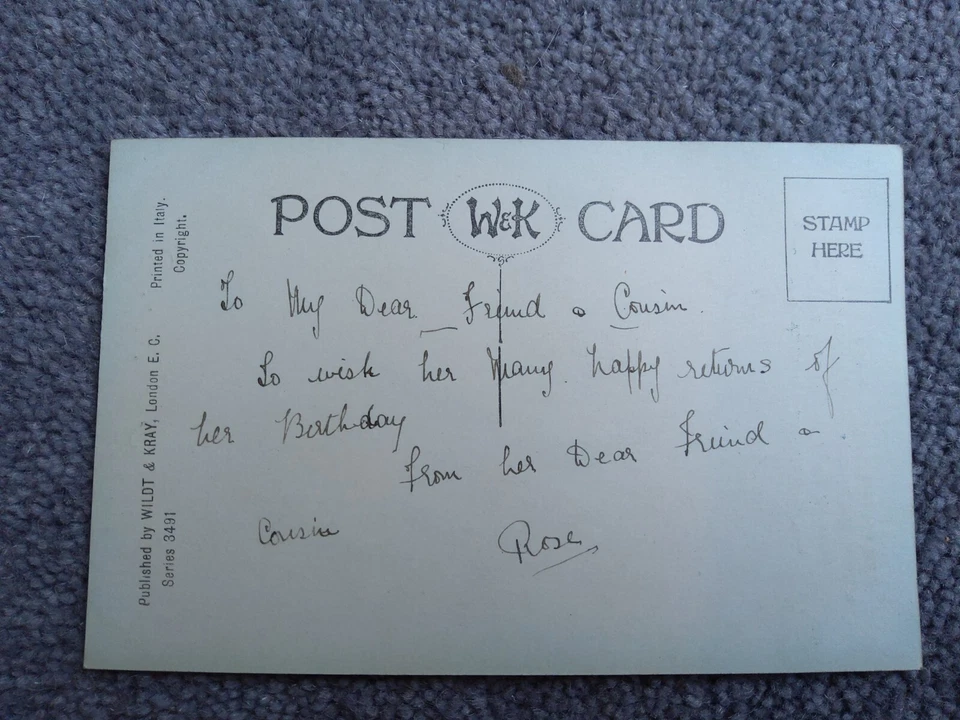 Wildt & Kray RP Birthday Postcard. Children with Headscarves. Hand-Painted 3491. - Image 2 of 2