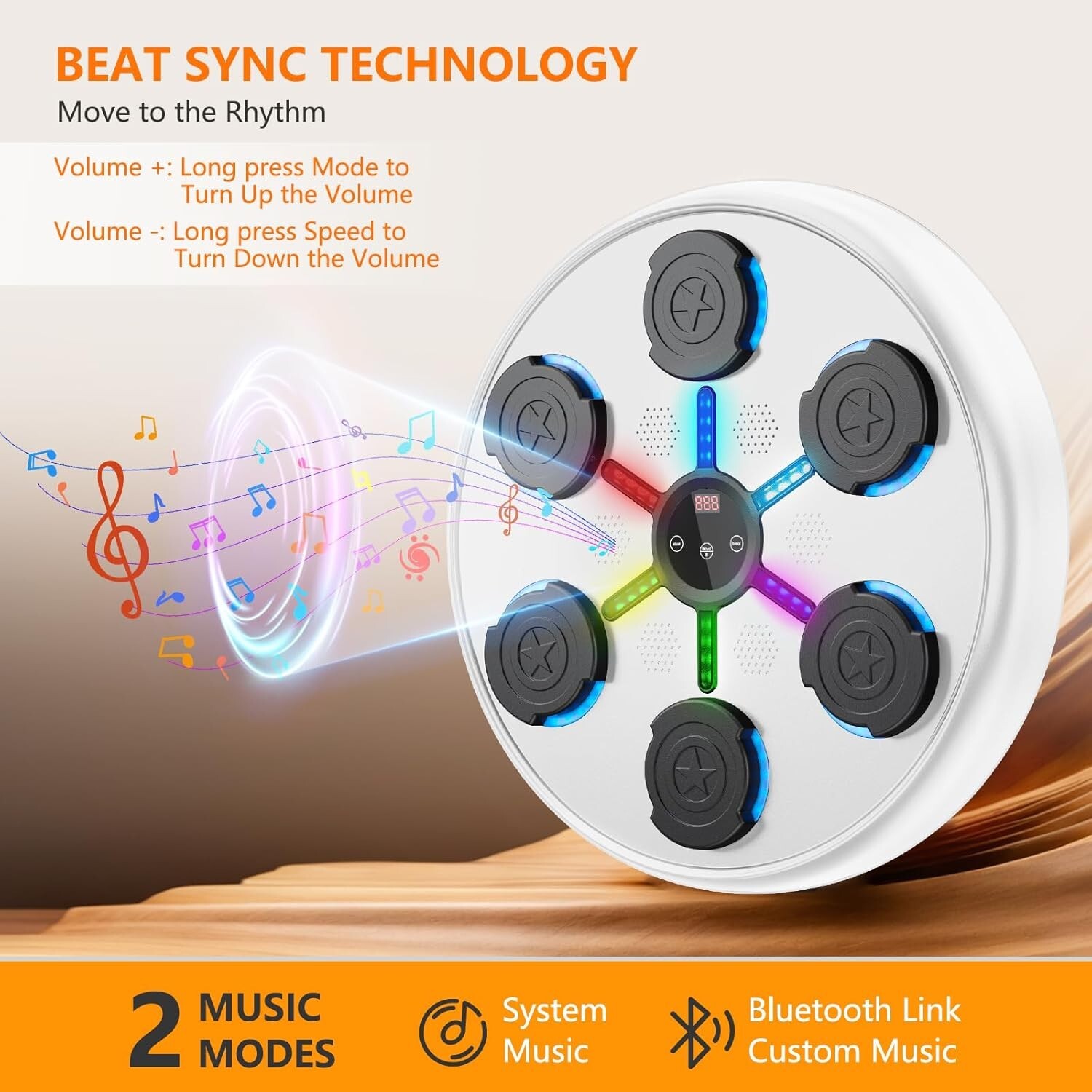 Music Boxing Machine – Bluetooth Punch Trainer with LED & Reflex Training - NIB