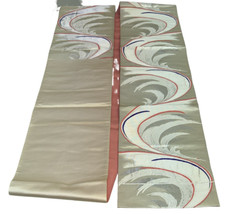 Japanese Vintage Kimono Fukuro Obi silk white expensive embroidery 166.1x12.2in