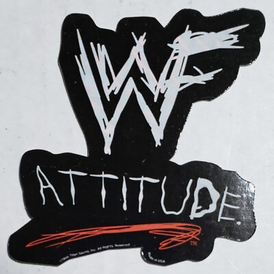 WF ATTITUDE-BANNER--Wrestling-NEW-(1998) Prismatic Vending Machine Sticker (#70)
