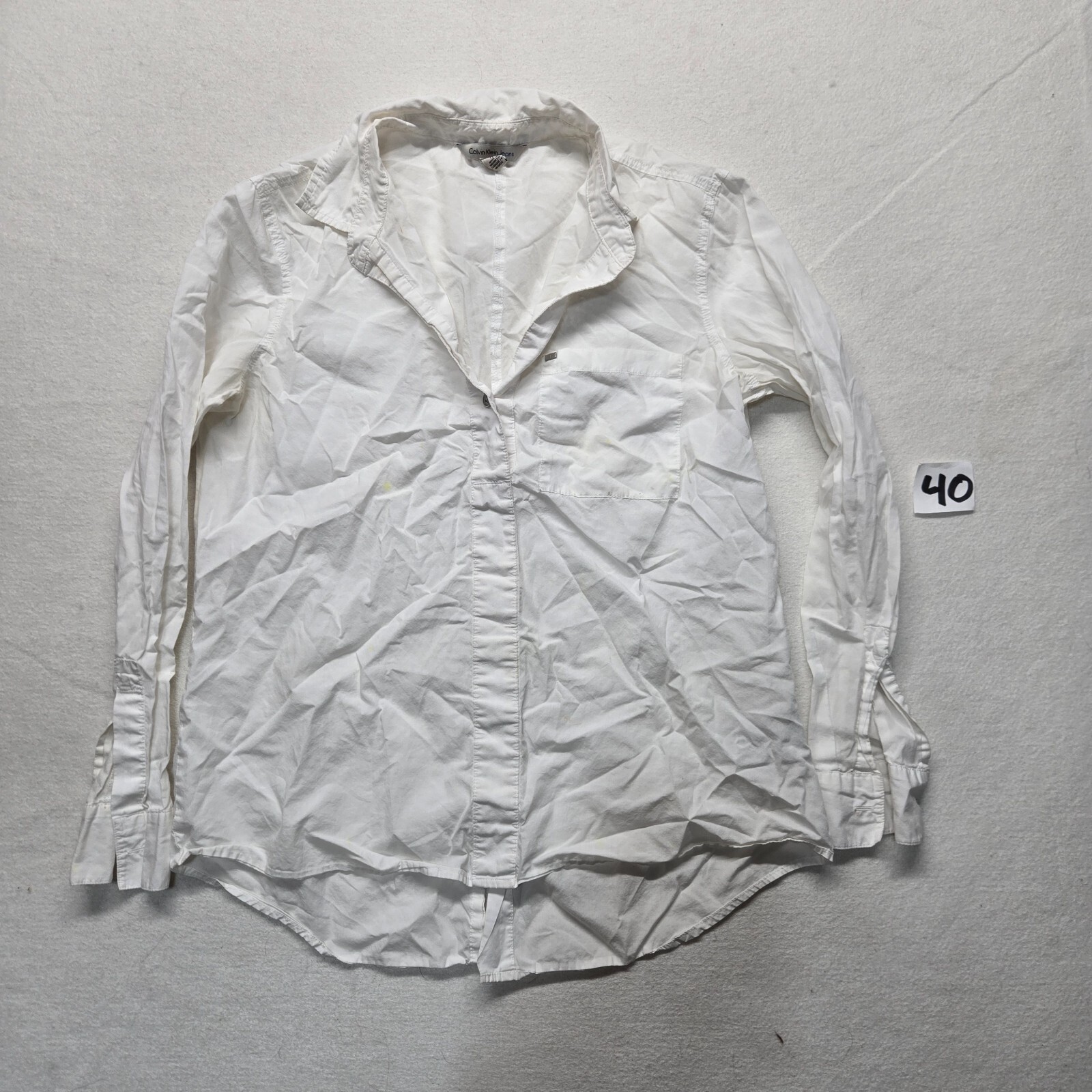 Calvin Klein Jeans Solid White Button Up Womens C… - image 1