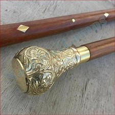 Vintage Style High Quality Brass Lion Head Handle Wooden Walking Cane Stick Gift