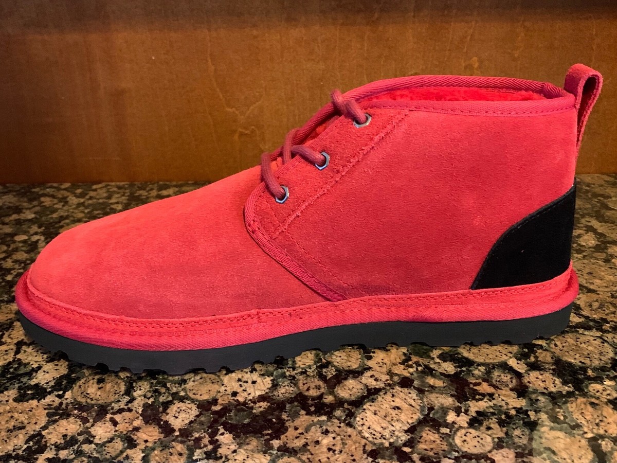 New! Mens UGG NEUMEL GRAPHIC OUTLINE SUEDE LEATHER BOOTS SAMBA RED