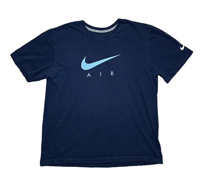 Nike Mens XL Navy Blue Large Swoosh Crew Neck Cotton Regular Fit T Shirt  Tee