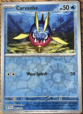 Carvanha 42/162 - Reverse Holo - Temporal Forces - Common - Read Desc.