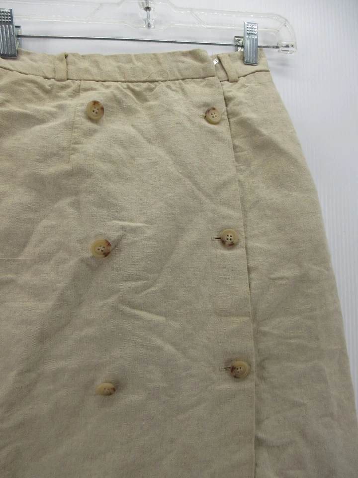 ВИНТАЖНЫЙ Ralph Lauren юбка женщин 6 бежевый льняной надежном Midi Cottagecore 80-х США * - Изображение 2 из 4