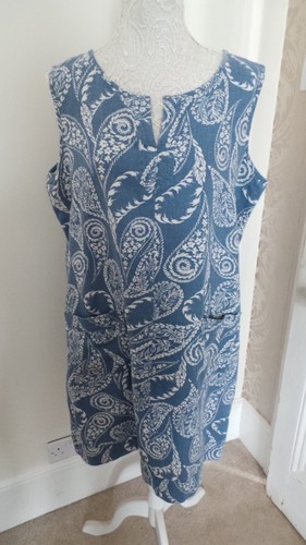 WOMENS NEXT BLUE LINEN MIX DRESS SIZE 18