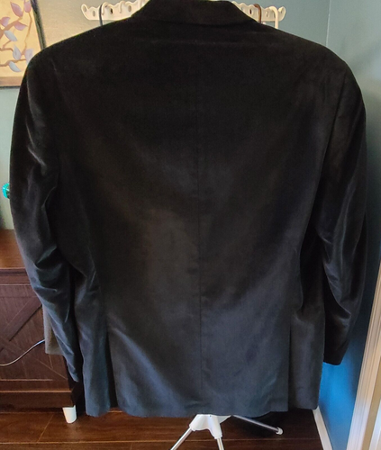 Calvin Klein Black Velvet Blazer Men's 44L Two Button Jacket Formal Suit Coat - Picture 4 of 16