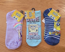NEW SpongeBob SquarePants 3 Pair Women's Novelty No-Show Socks Shoe Size 4-10
