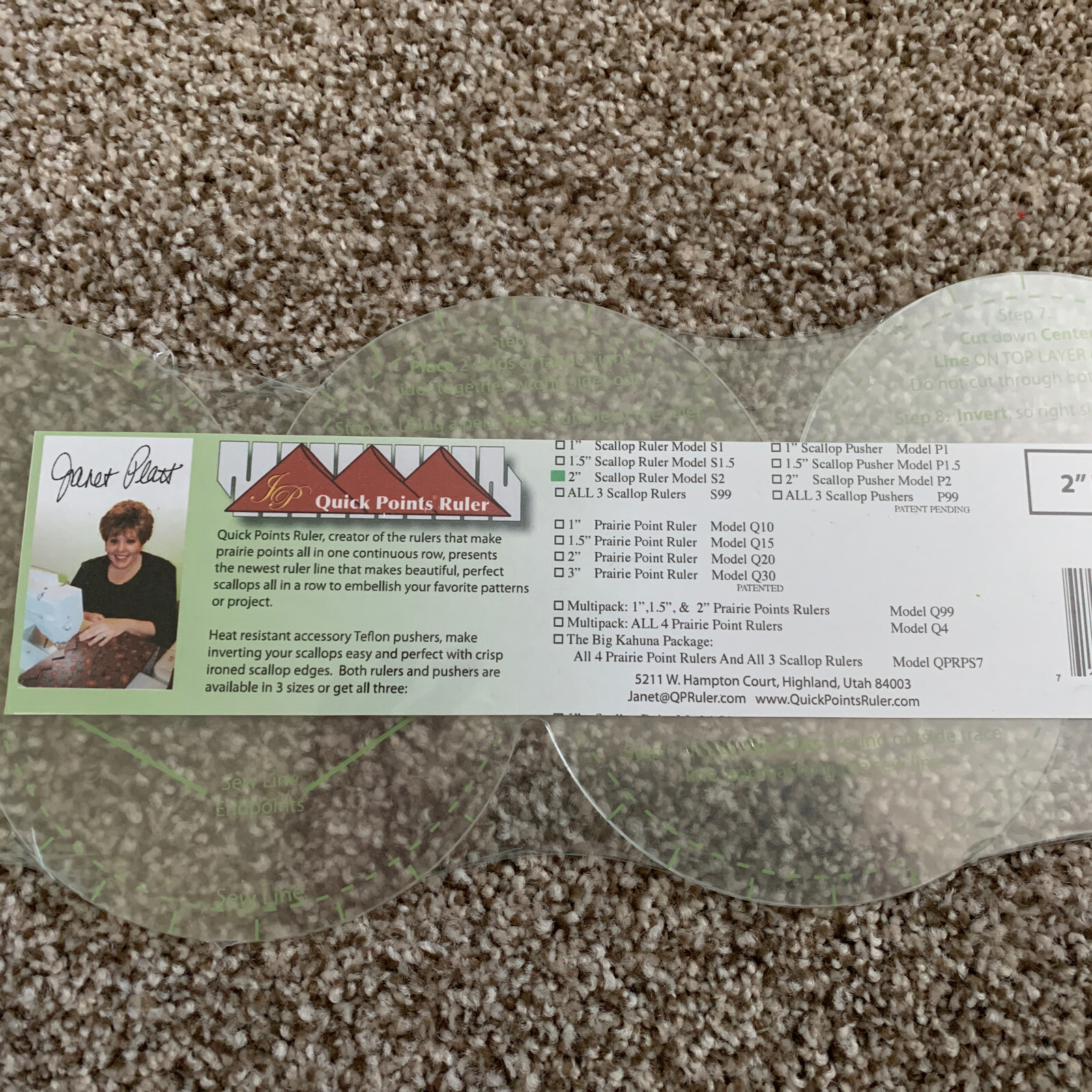 NEW Janet Platt JP Quick Points 2” Scallop Ruler Machine Quilting | eBay