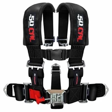 5 Point Safety Harness 3 Inch Padded Seat Belt Latch Lock Sternum Strap Black