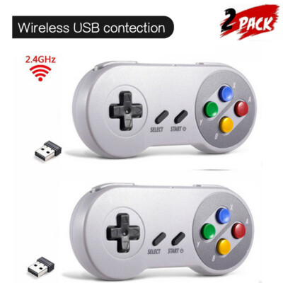 2Stück Wireless SNES  USB Controller Aufladbar Für Windows PC, Mac Raspberry Pi