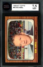 1966-67 TOPPS NHL HOCKEY #42 Sid Abel HOF Coach KSA 7.5 NM + Detroit Red wings