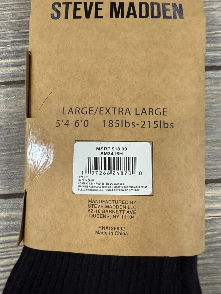 Steve Madden Suéter Medias con Pies Grande/Extra Grande Negro Acanalado Opaco Foto 2 de 4